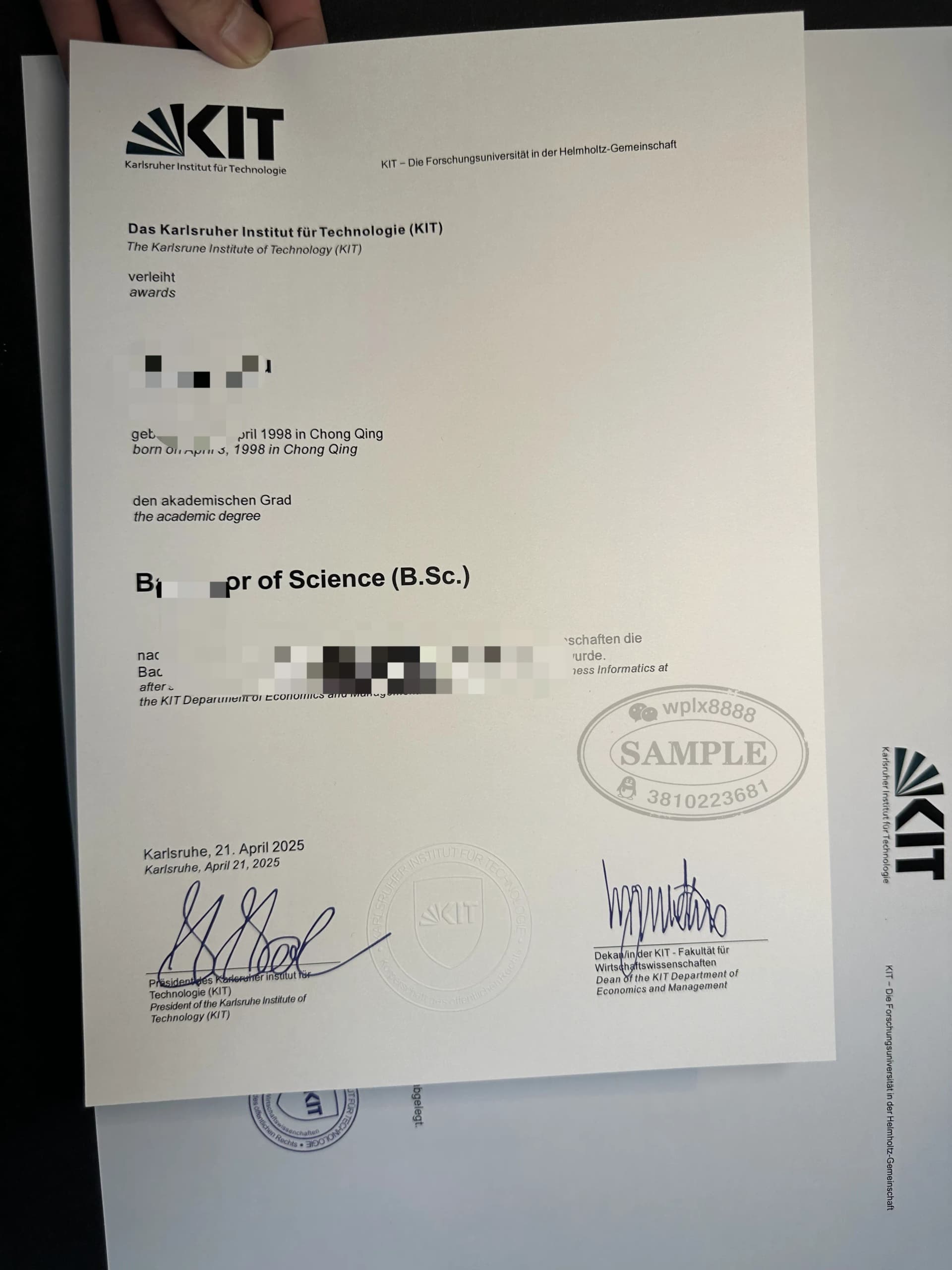 德国卡尔斯鲁厄理工学院KIT理学学士学位证办理及认证参考
