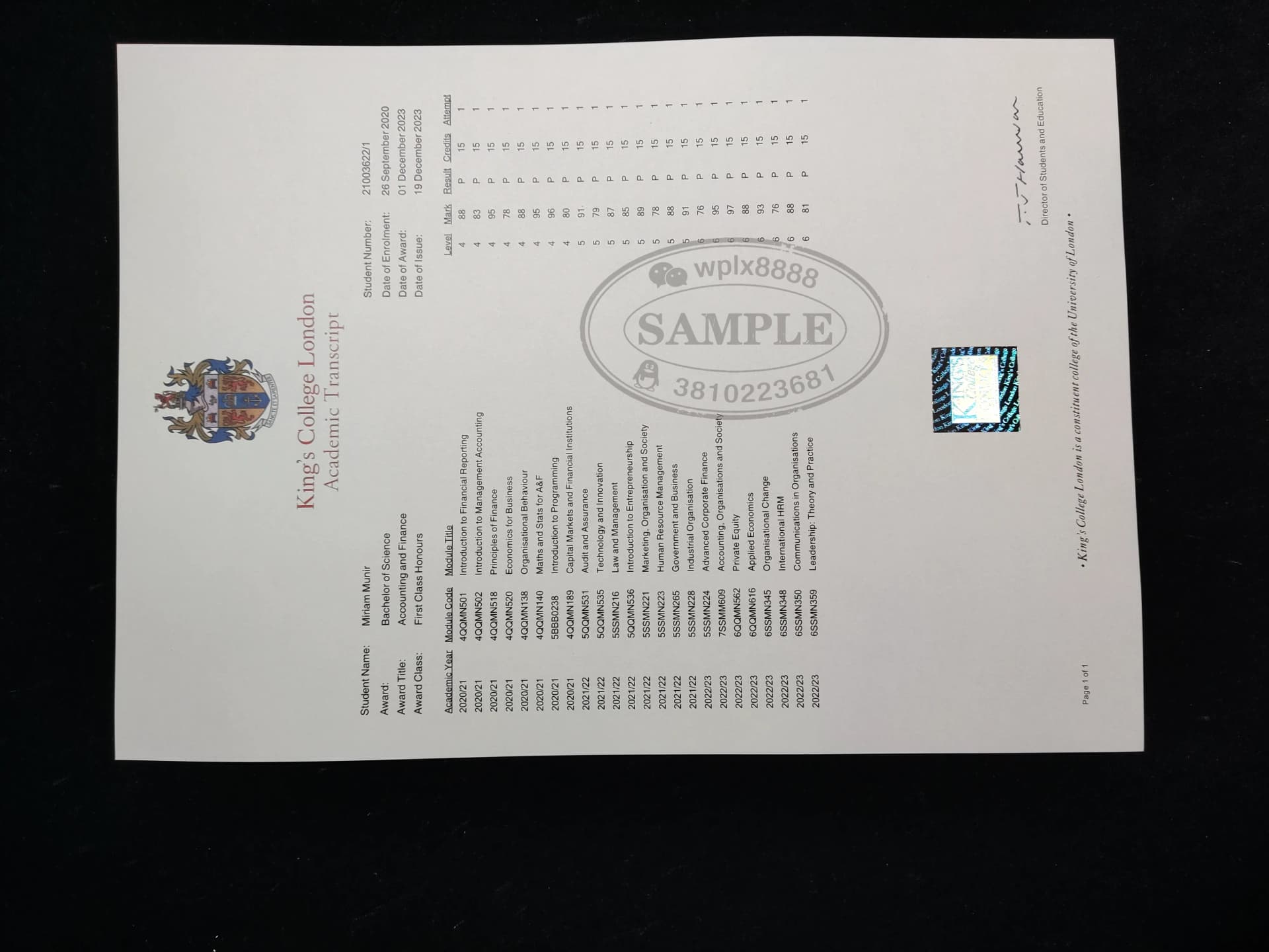 英国伦敦国王学院KCL成绩单案例分析与留信学历认证指南
