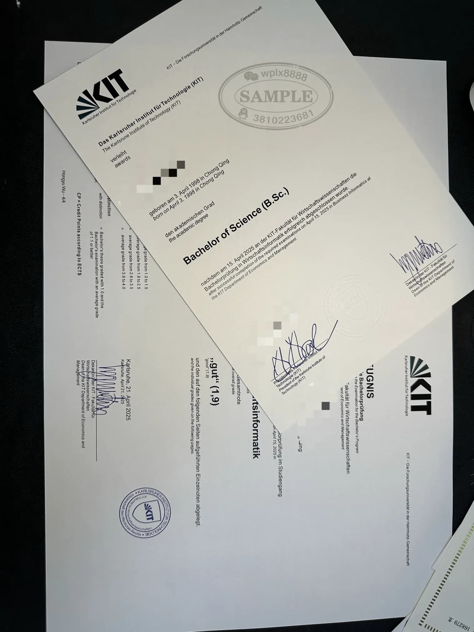 德国卡尔斯鲁厄理工学院KIT毕业证样本与学位认证参考