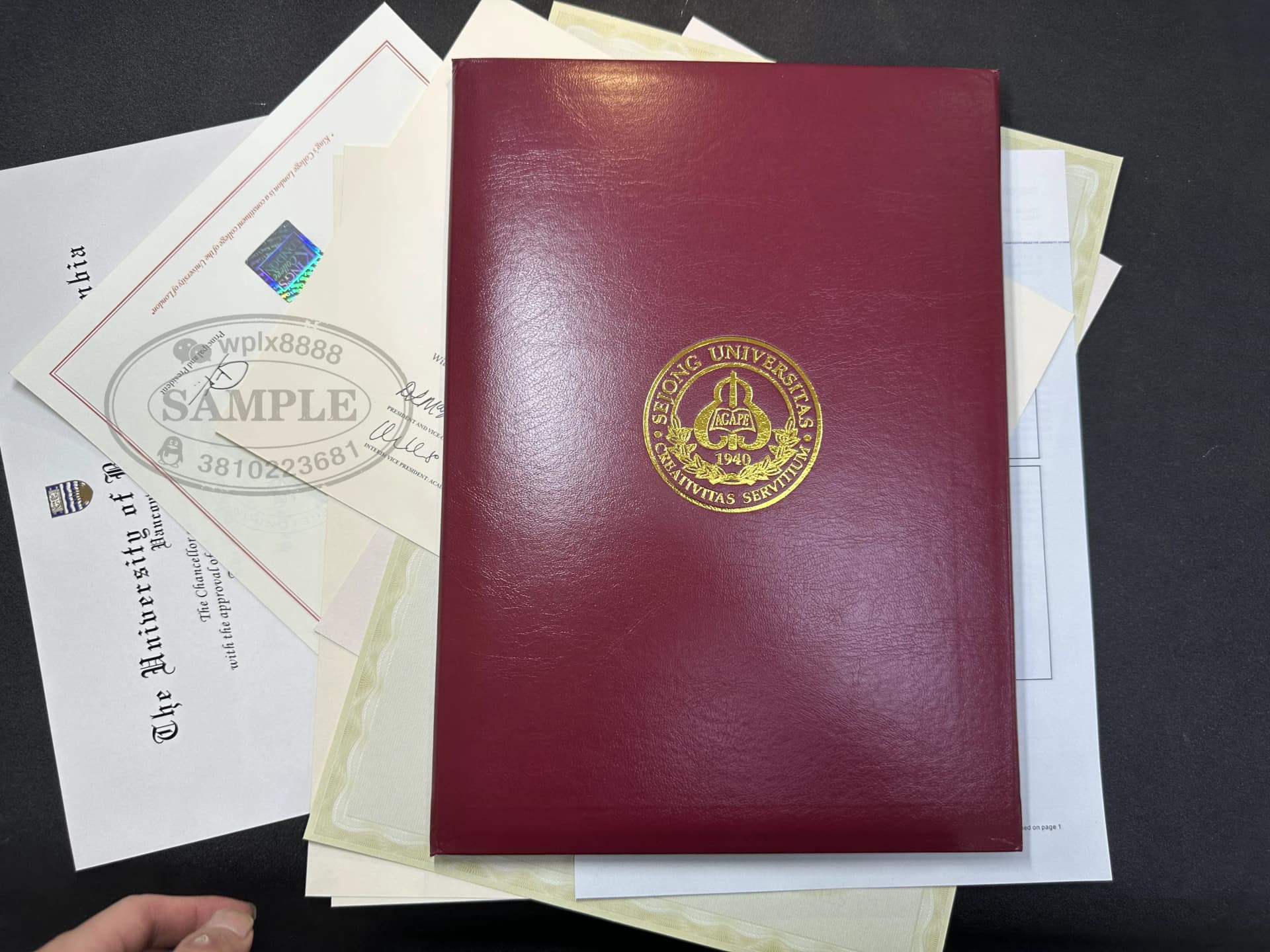 韩国世宗大学学位证书外壳工艺与展示样本