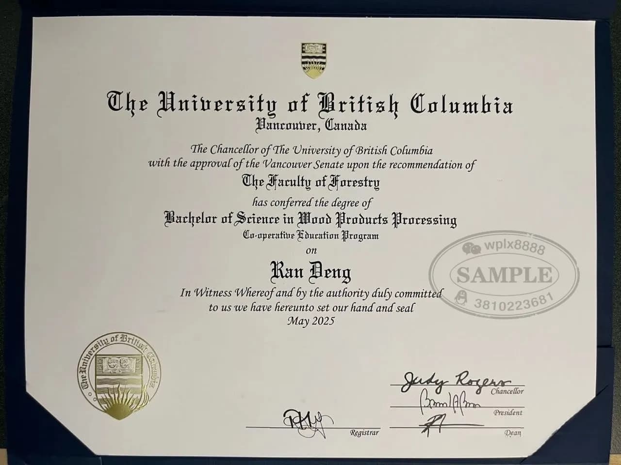 加拿大UBC大学毕业证样本英属哥伦比亚大学学位证