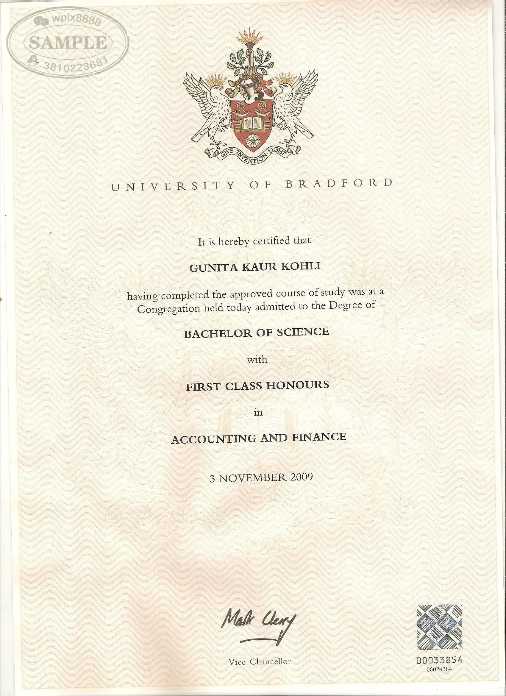 英国布莱德福德大学会计与金融理学学士学位证书案例