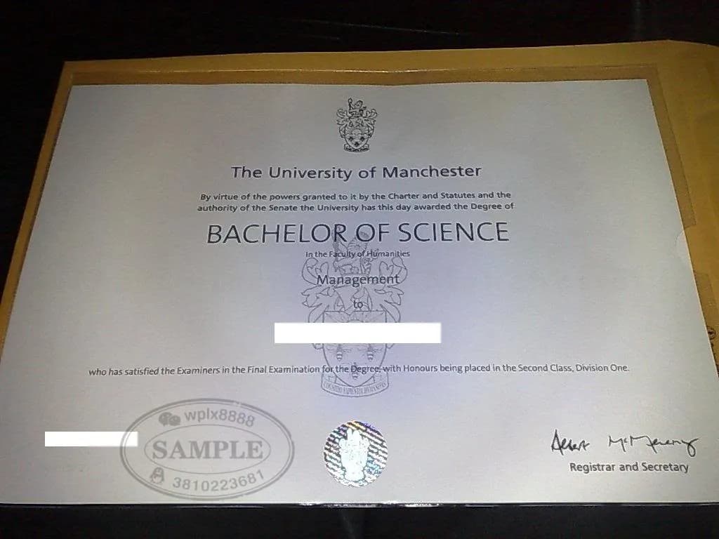 英国曼彻斯特大学管理学理学学士学位证书原版案例
