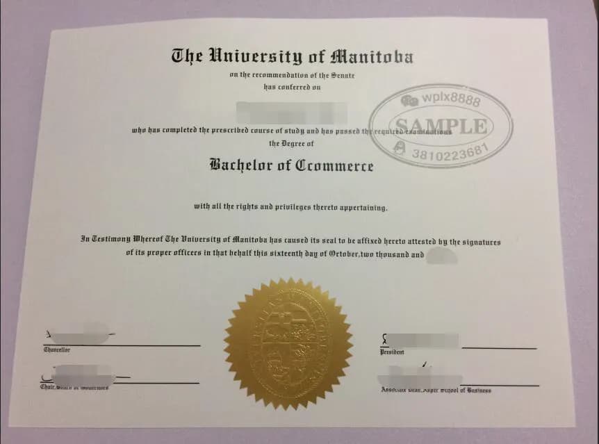 加拿大曼尼托巴大学商学学士学位证毕业证样本