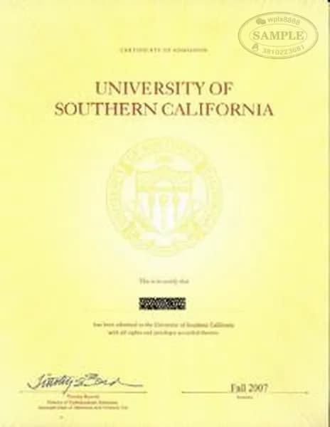 美国南加州大学录取通知书证书样本展示