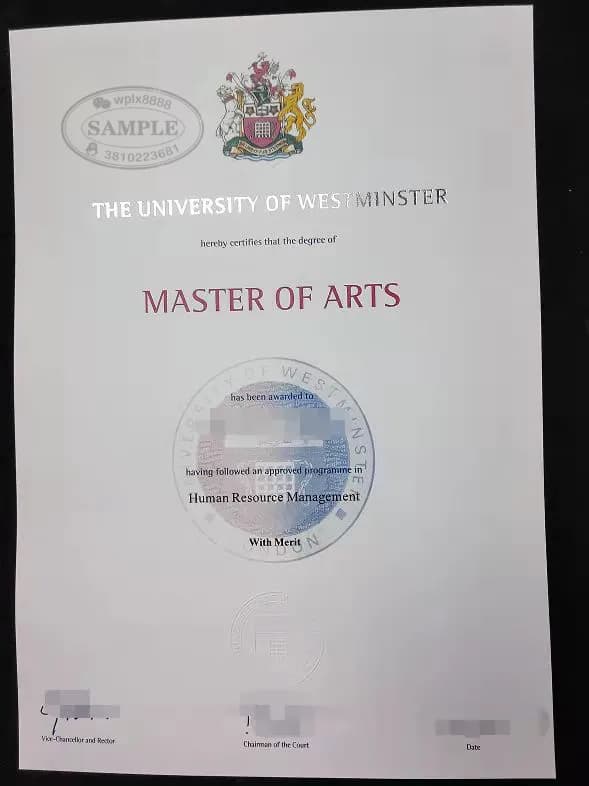 英国威斯敏斯特大学人力资源管理硕士学位证书案例