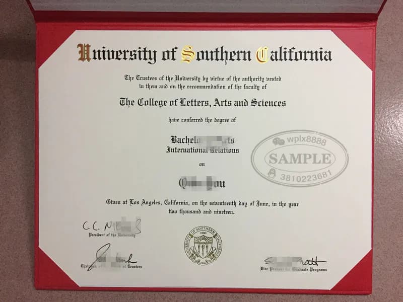 美国南加州大学USC学位证书原件样本（国际关系专业）