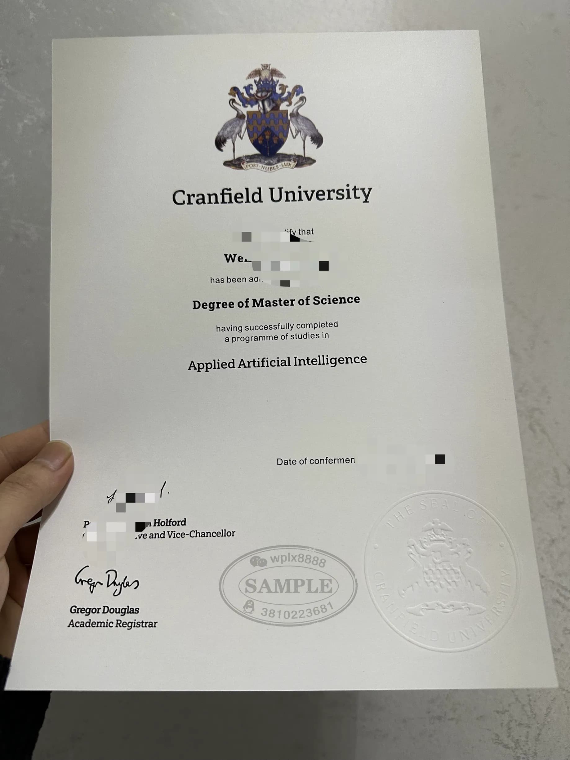 英国克兰菲尔德大学应用人工智能硕士学位证样板 英国克兰菲尔德大学应用人工智能硕士学位证样板