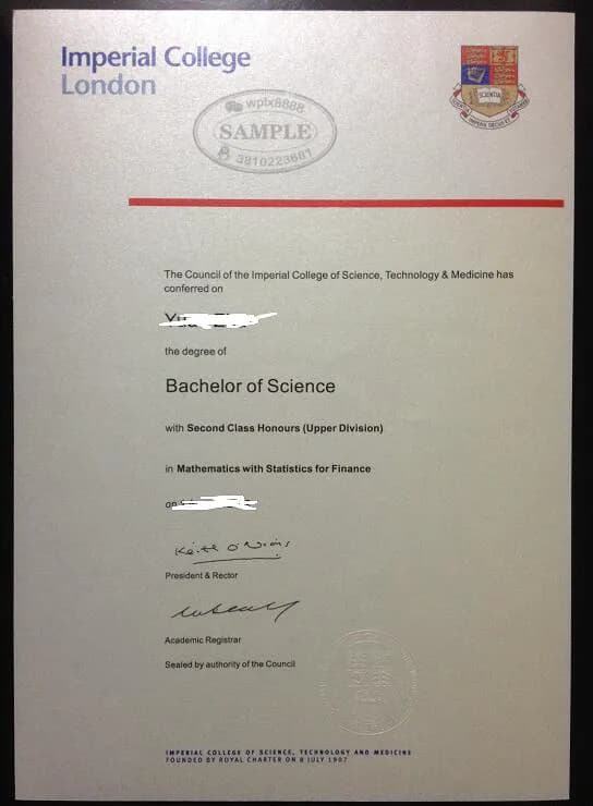 英国帝国理工学院数学与金融专业学位证书案例 英国帝国理工学院数学与金融专业学位证书案例