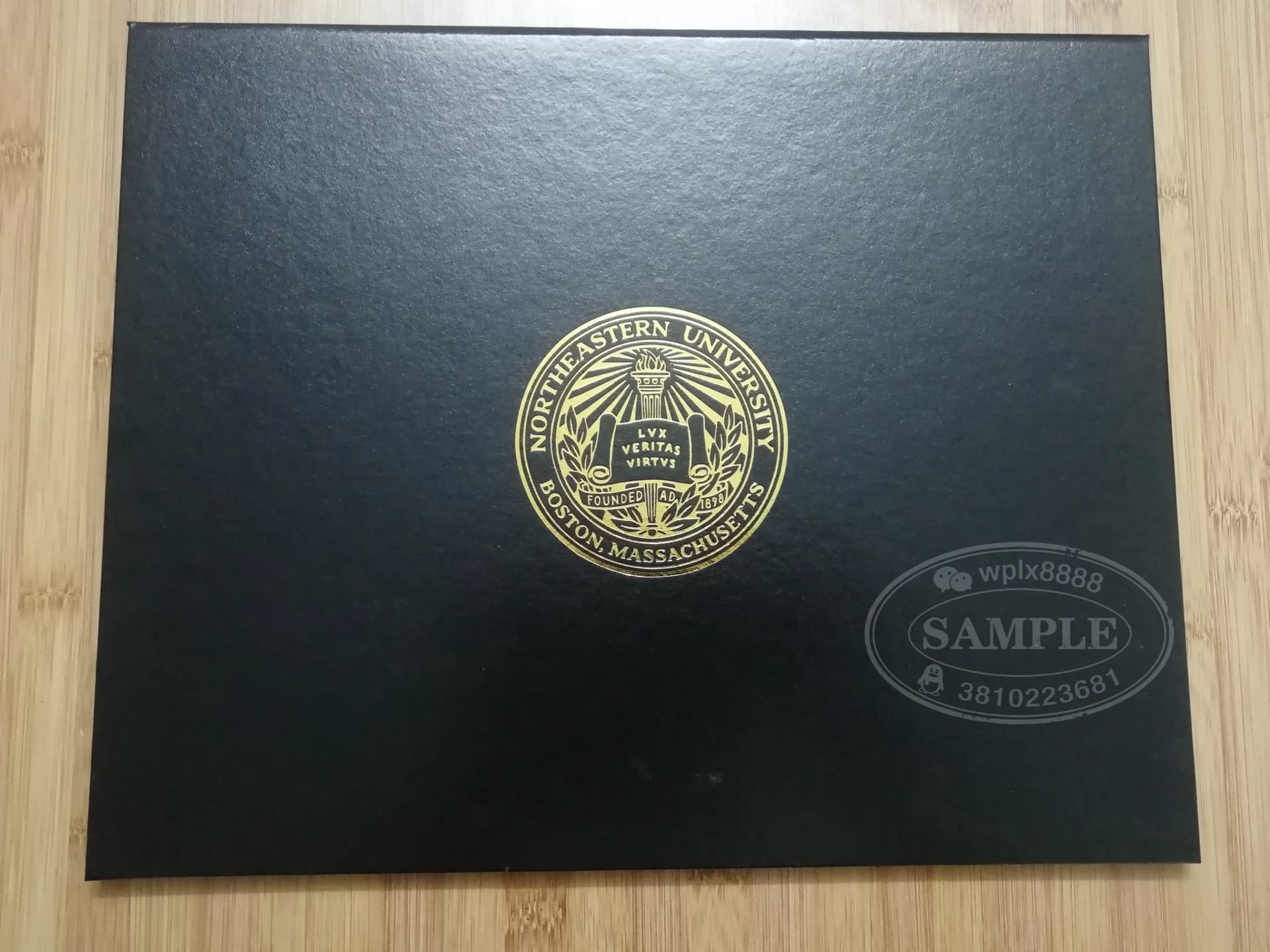 美国东北大学学位证书外壳封套样本 美国东北大学学位证书外壳封套样本