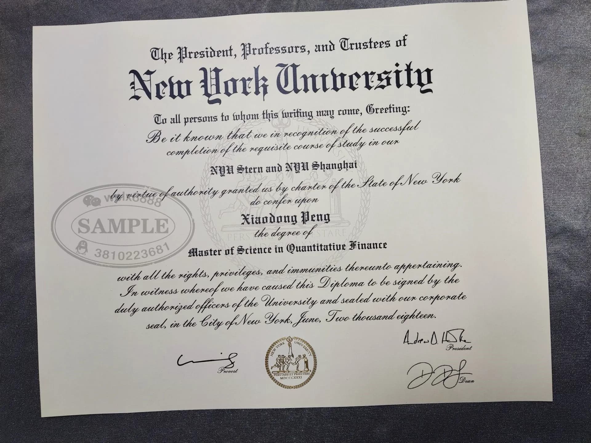 美国纽约大学NYU硕士毕业证书样本及量化金融专业学位证参考 美国纽约大学NYU硕士毕业证书样本及量化金融专业学位证参考