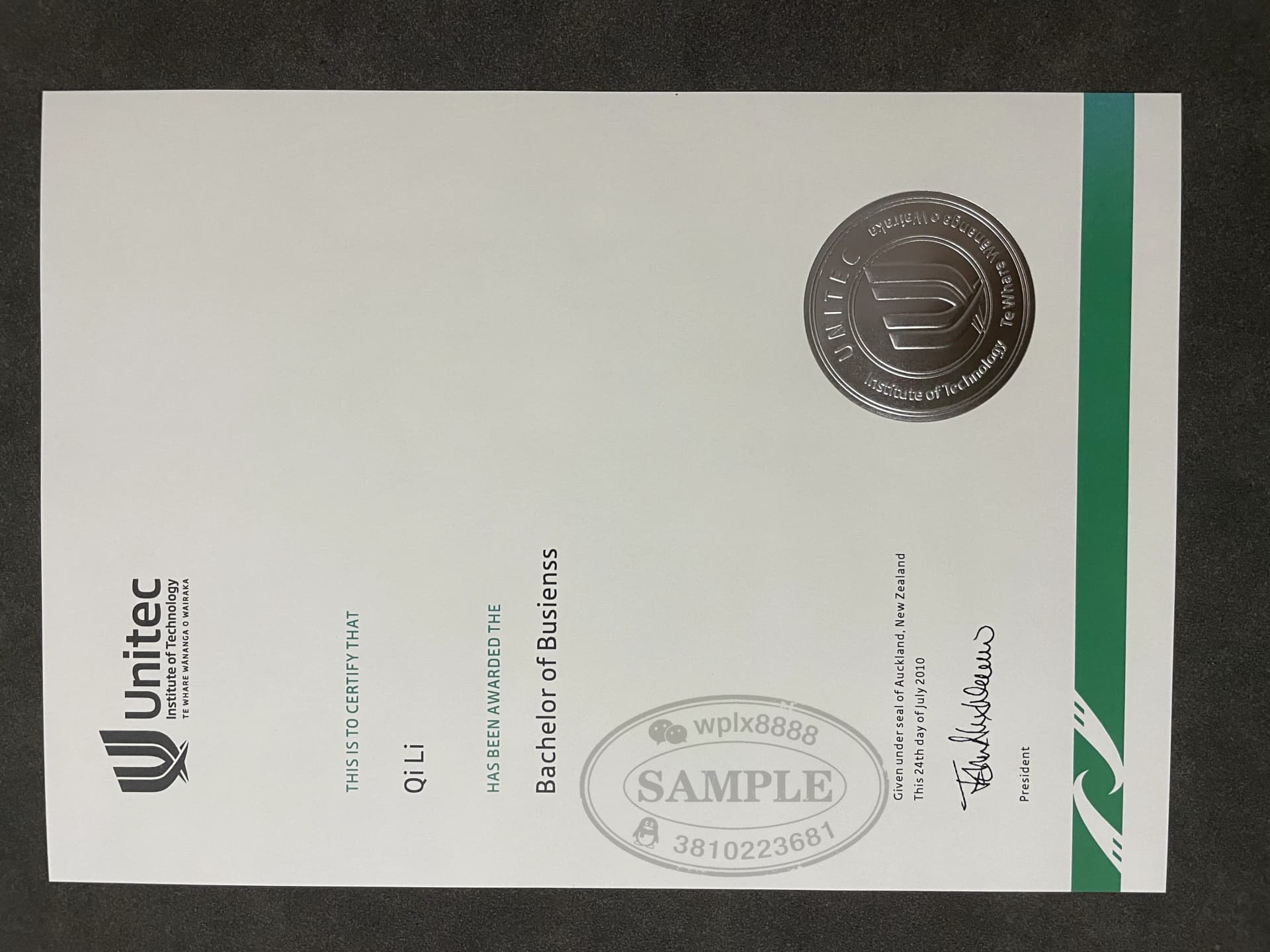 新西兰Unitec理工学院毕业证学位证样本参考 新西兰Unitec理工学院毕业证学位证样本参考