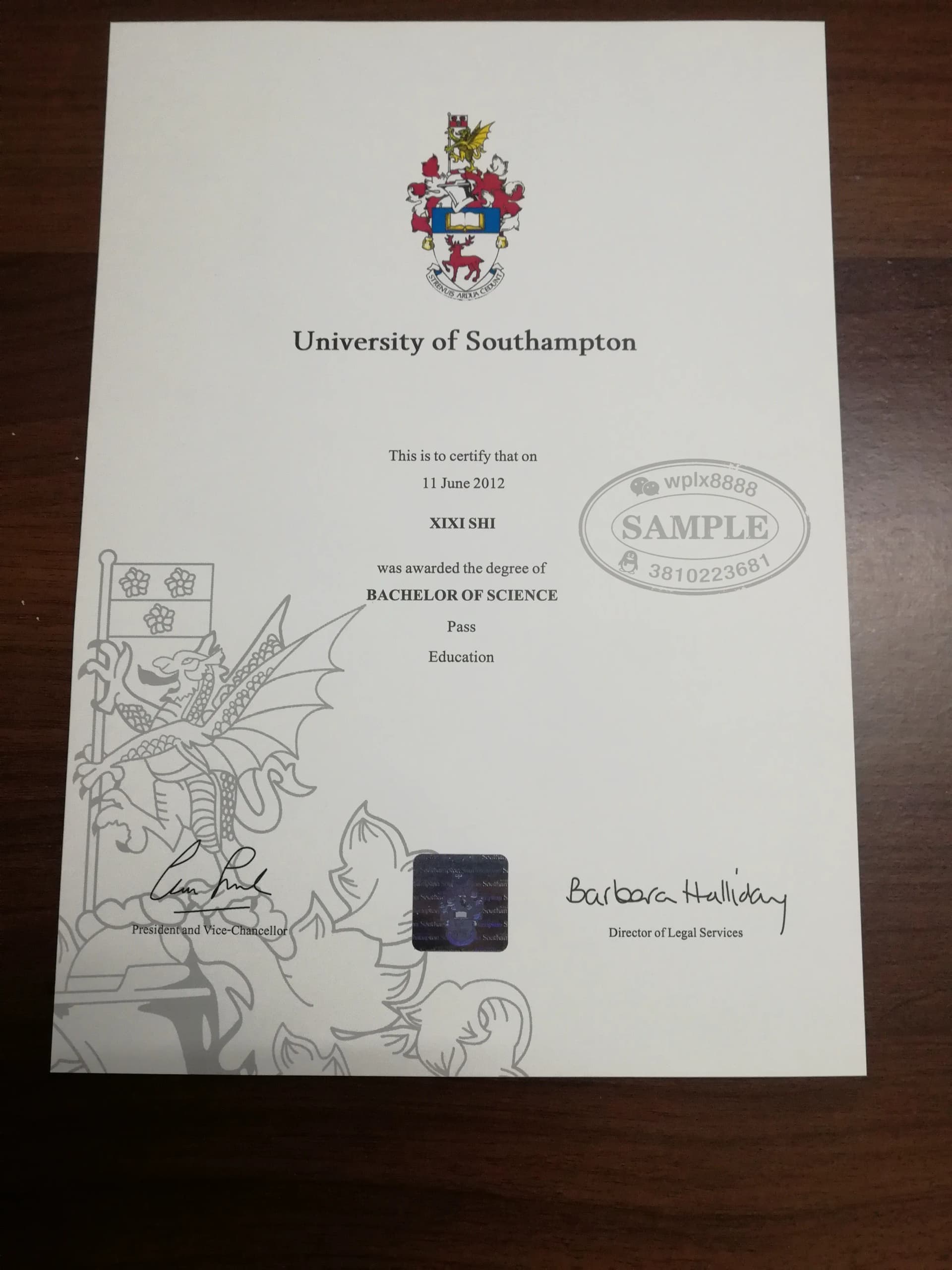 英国南安普顿大学教育学理学学士学位证书案例 英国南安普顿大学教育学理学学士学位证书案例