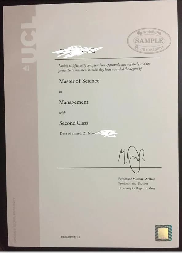 英国伦敦大学学院UCL管理学硕士学位证样本 英国伦敦大学学院UCL管理学硕士学位证样本
