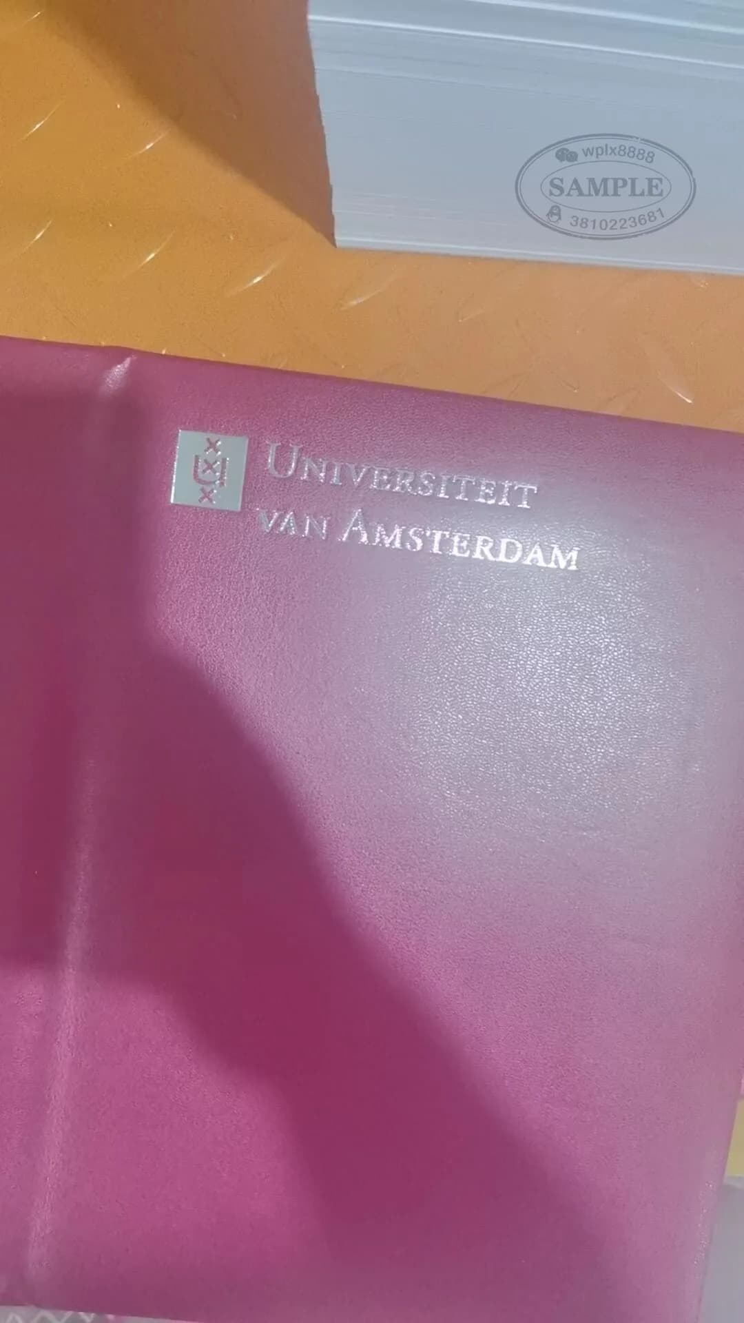 荷兰阿姆斯特丹大学学位证书封皮案例 荷兰阿姆斯特丹大学学位证书封皮案例