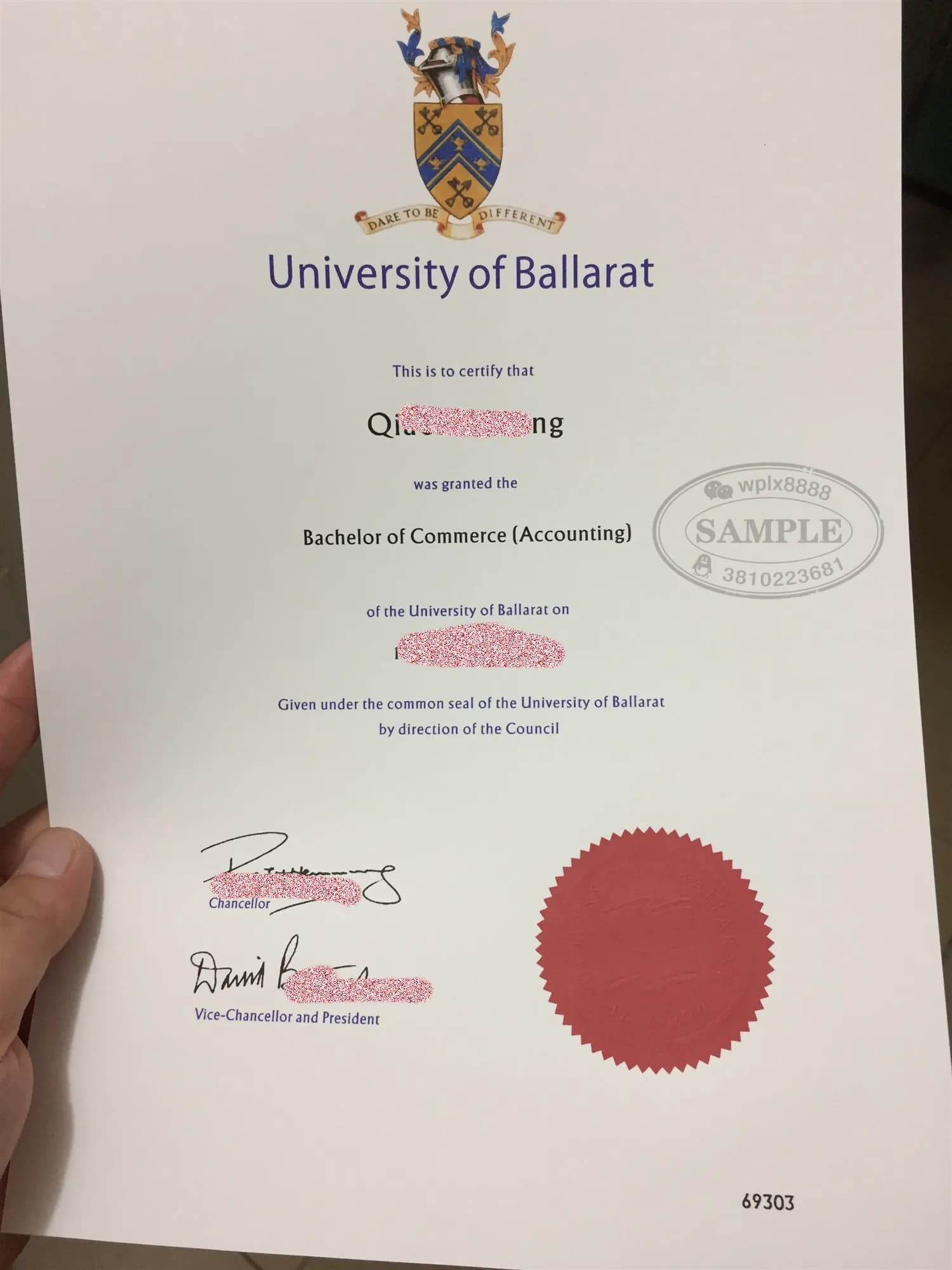 澳洲巴拉瑞特大学会计学学士毕业证样本 澳洲巴拉瑞特大学会计学学士毕业证样本