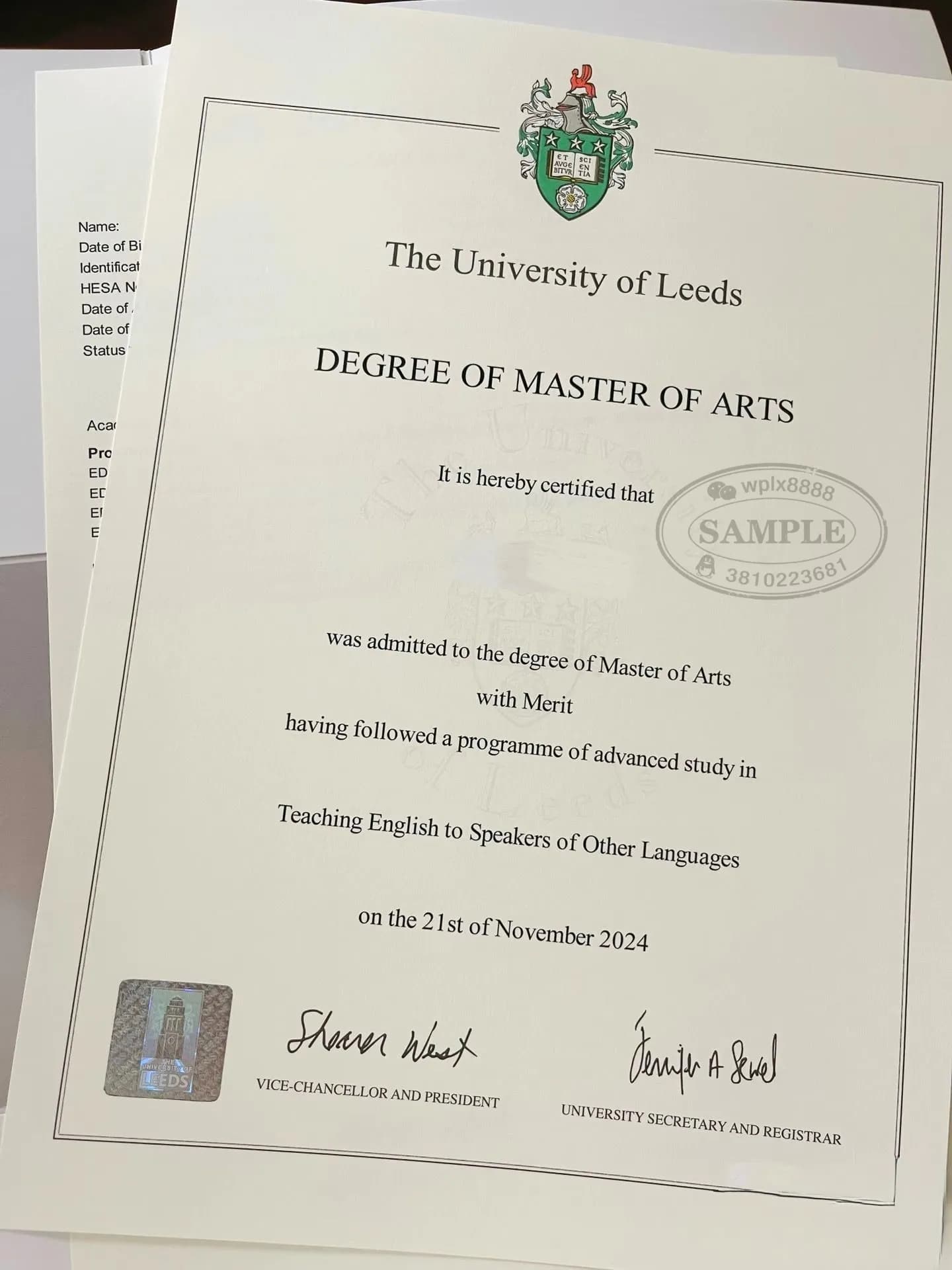 英国利兹大学文学硕士毕业证TESOL专业案例 英国利兹大学文学硕士毕业证TESOL专业案例