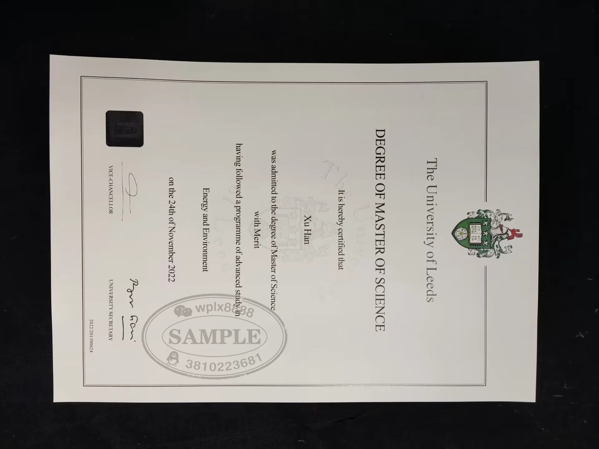 英国利兹大学硕士学位证毕业证样本及学历认证参考 英国利兹大学硕士学位证毕业证样本及学历认证参考