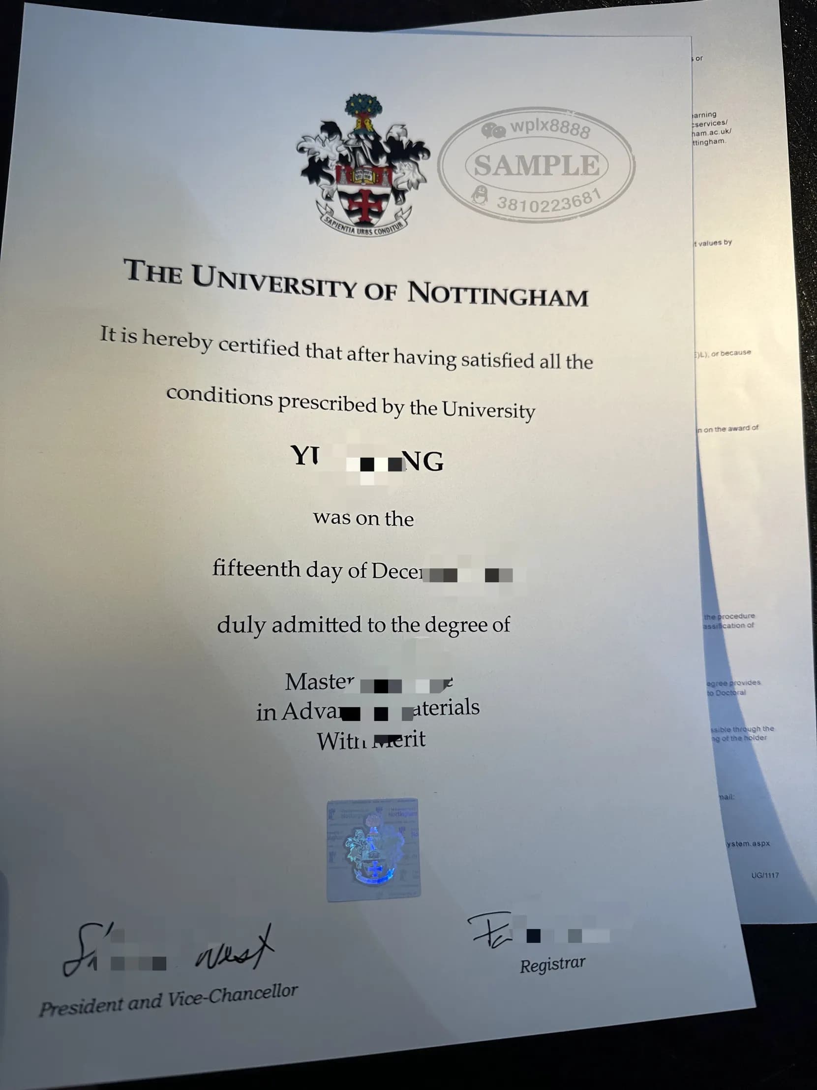 英国诺丁汉大学硕士学位证书样本及学历认证价值 英国诺丁汉大学硕士学位证书样本及学历认证价值